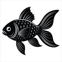 Gold Fish vector illustration silhouette on a white background.