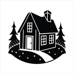 Fototapeta premium house vector illustration silhouette on a white background.