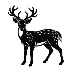 Deer vector illustration silhouette on a white background.