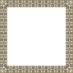 Vector square gold with black border, frame, Pompeii. Rectangle Neopolitan ornament. Art of Ancient Rome. Template for stained glass