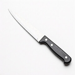 Kitchen knife on a white background, close-up, isolated