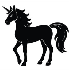 Unicorn vector illustration silhouette on a white background.