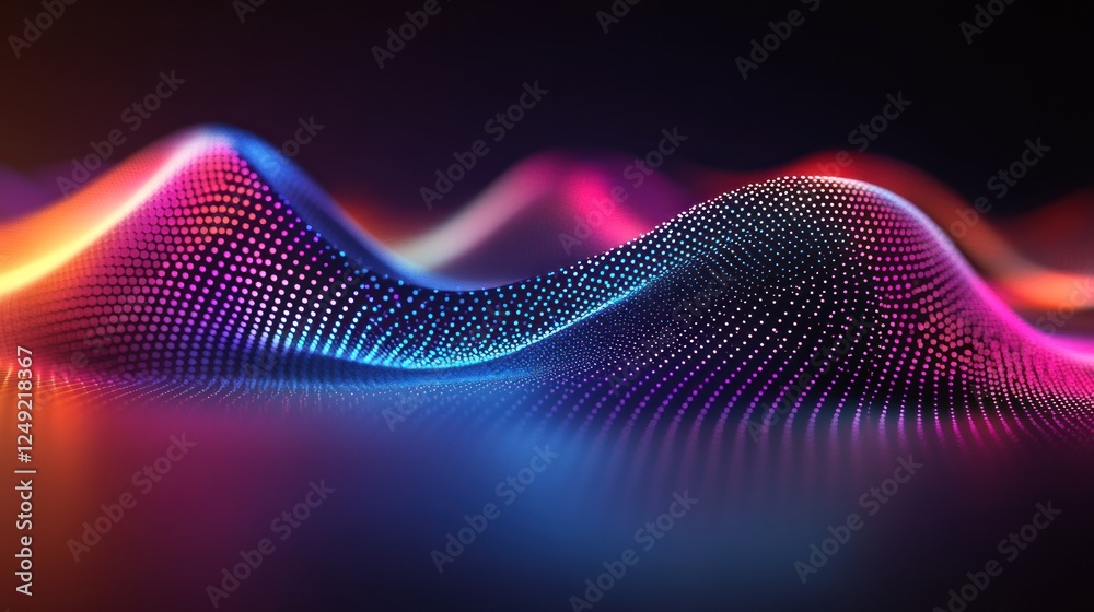 Aufkleber Abstract colorful glowing wave of particles.