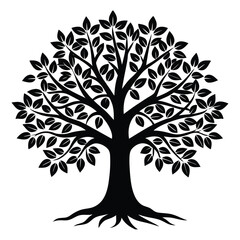 Obraz premium Black tree silhouette vector on a white background.