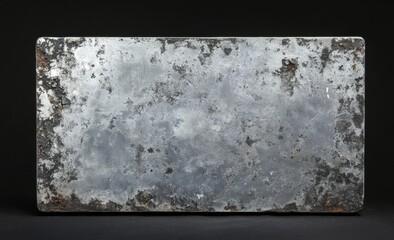 Aged metal plate, studio shot, dark background