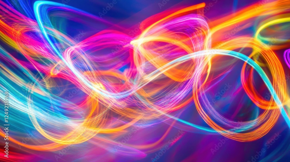 Aufkleber abstract colorful light trails swirling in dynamic motion.