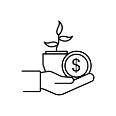 Provident fund icon, vector of hand holding coins