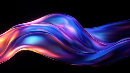 Iridescent Fluid Wave Shape Abstract Background Design 3D Render
