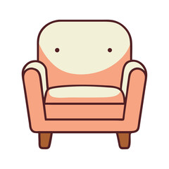 Cozy wooden armchair with soft cushions