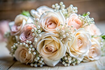 Delicate bridal bouquet of roses for wedding ceremony