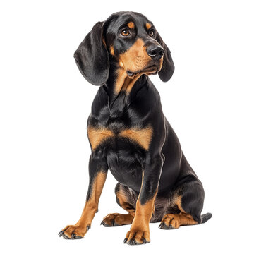 Black and Tan Hound Dog Sitting
