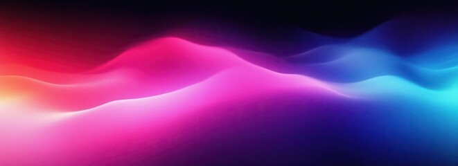 Fototapeta premium Vibrant Abstract Gradient Background with Blue Purple Pink Waves on Black Banner Design