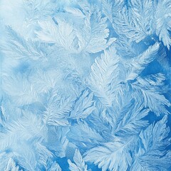 Frosty windowpane, ice crystals, winter, background, blue, texture, design, pattern
