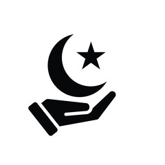 Ramadan icon. vector moon and stars in hand. Islamic impression in the holy month. banner, pamphlet, islam. simple 3d design style