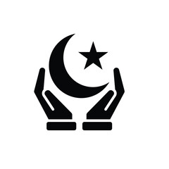 Ramadan icon. vector moon and stars in hand. Islamic impression in the holy month. banner, pamphlet, islam. simple 3d design style