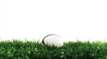 rugby ball on grass 3D render white background