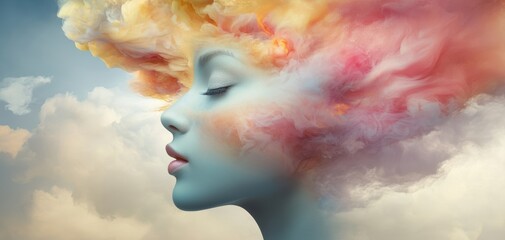 Fototapeta premium A mesmerizing blend of swirling liquid colors, including vibrant reds, blues, and yellows, creating an abstract art piece that evokes emotion
