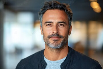Confident happy middle aged businessman portrait in modern office smiling executive manager 45 years old man wearing glasses