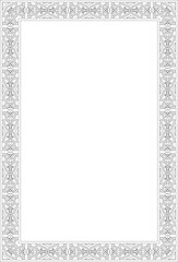 Vector square European black outline ornament. Rectangular pattern, circle, ring of the Middle Ages. Revival border. Decorations of palaces and churches