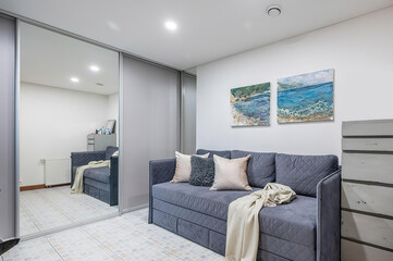 Modern luxury apartment interior in minimal scandinavian style, 3d rendering