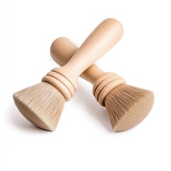 Natural Wooden Brushes with Soft Bristles for Painting and Art Projects on a Bright White Background