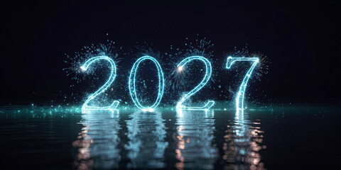 2027 water font on dark background