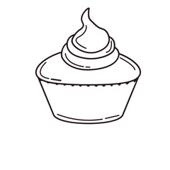 Outline cute icon cake illustration