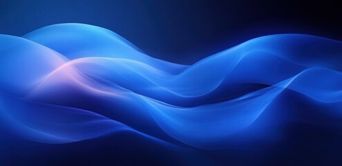 Abstract Blue Waves Minimalist Background with Smooth Curves and Ethereal Lighting Effects