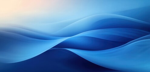 Obraz premium Abstract Blue Waves Design with Smooth Curves and Soft Gradients for Modern Digital Backgrounds