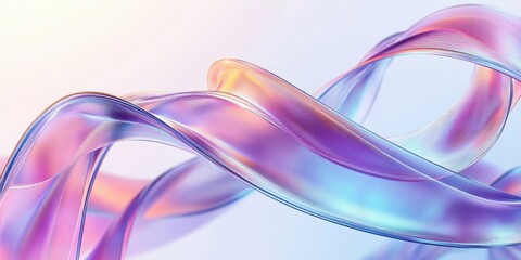 Naklejka premium Surreal Abstract Glass Ribbons in Pastel Colors with Fluidity and Light Reflection