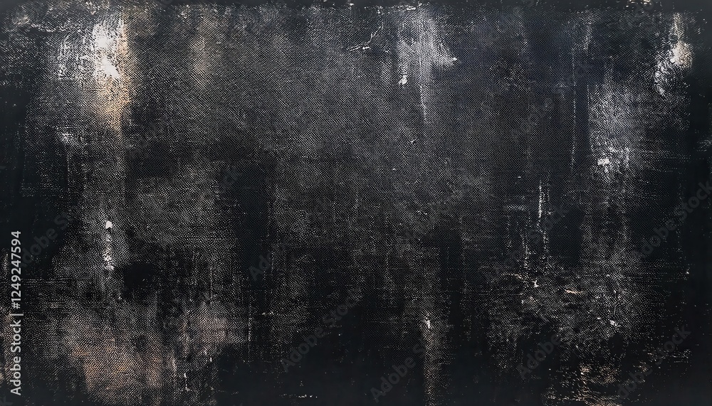 Poster distressed black grunge texture with subtle white scratches and brushstroke patterns for background 