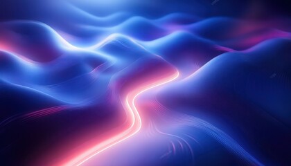 Obraz premium Futuristic Abstract Neon Background with Flowing Lines and Dynamic Depth in Cyberpunk Style