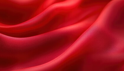 Fototapeta premium Luxurious Red Fabric Soft Focus Background with Wavy Texture