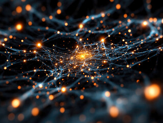 A captivating abstract representation of interconnected networks and glowing particles, suggesting depth and cosmic energy.