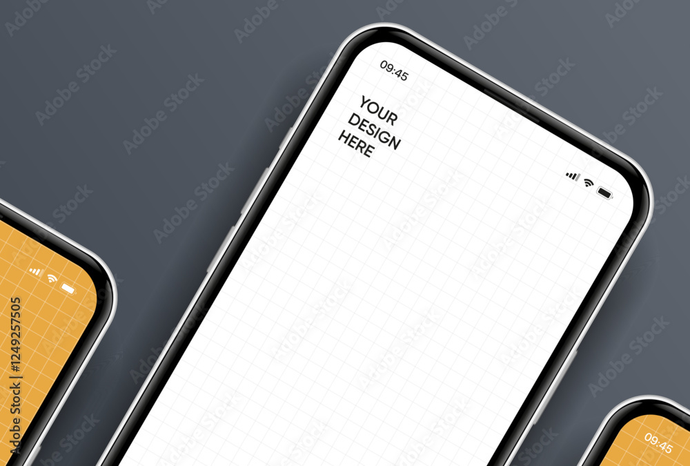 Poster realistic smartphone mockup. mobile phone vector with isolated on white background. device front vie
