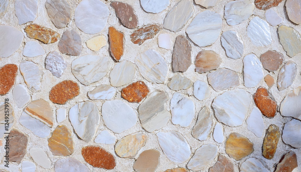 Poster irregular stone wall texture with beige and orange tones, natural decorative background for rustic a
