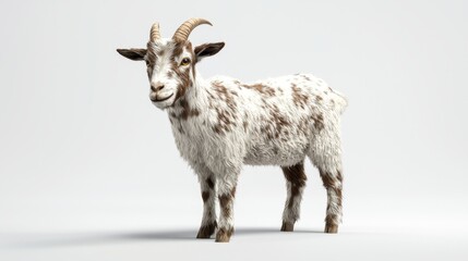 Obraz premium Realistic 3D Illustration of a Goat with Brown and White Fur on a Light Background