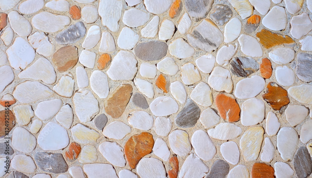 Poster irregular stone wall texture with beige and orange tones, natural decorative background for rustic a