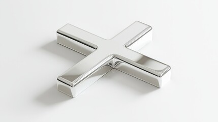 Obraz premium Polished Chrome Decorative Cross Shape on White Background for Modern Design Aesthetic