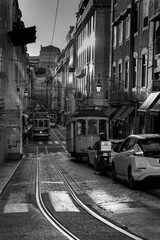Die schöne Alte Tram in Lissabon Portugal