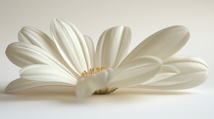 Obraz premium Elegant white flower close-up on light background; peaceful, delicate, soft