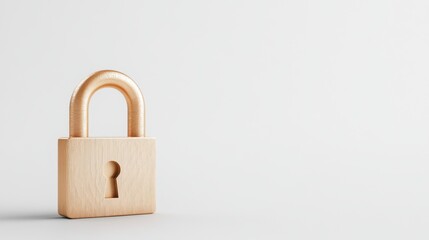 Wooden Padlock on a Light Background, Symbolizing Security and Trust in Digital and Physical Spaces