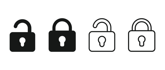 Lock icon set cyber protection symbols for digital security