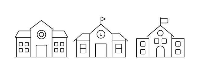 School outline vector icons minimalist university line art collection