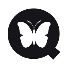 Butterfly Logo combine with letter Q vector template