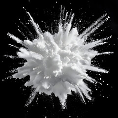 A white sugar explosion on a black background