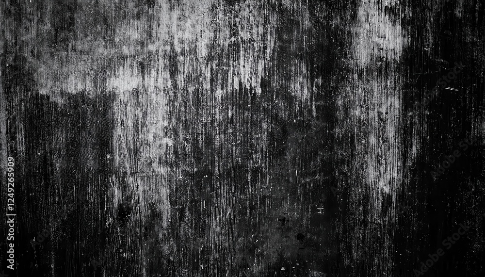 Poster weathered black and white grunge texture with vertical brush streaks and distressed surface for abst