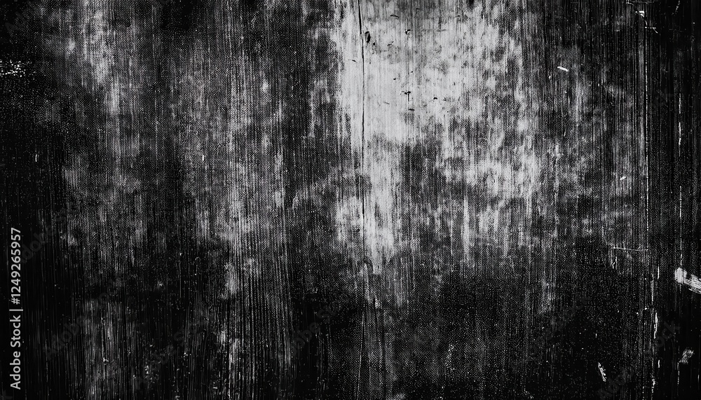 Poster weathered black and white grunge texture with vertical brush streaks and distressed surface for abst