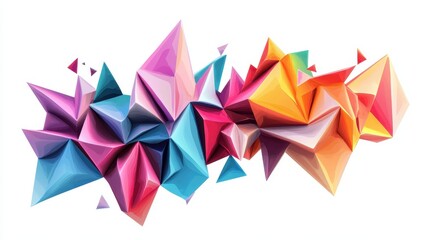 Colorful Abstract Geometric Shapes with Sharp Edges and Vibrant Hues in a Modern Style