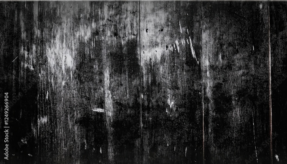 Poster weathered black and white grunge texture with vertical brush streaks and distressed surface for abst